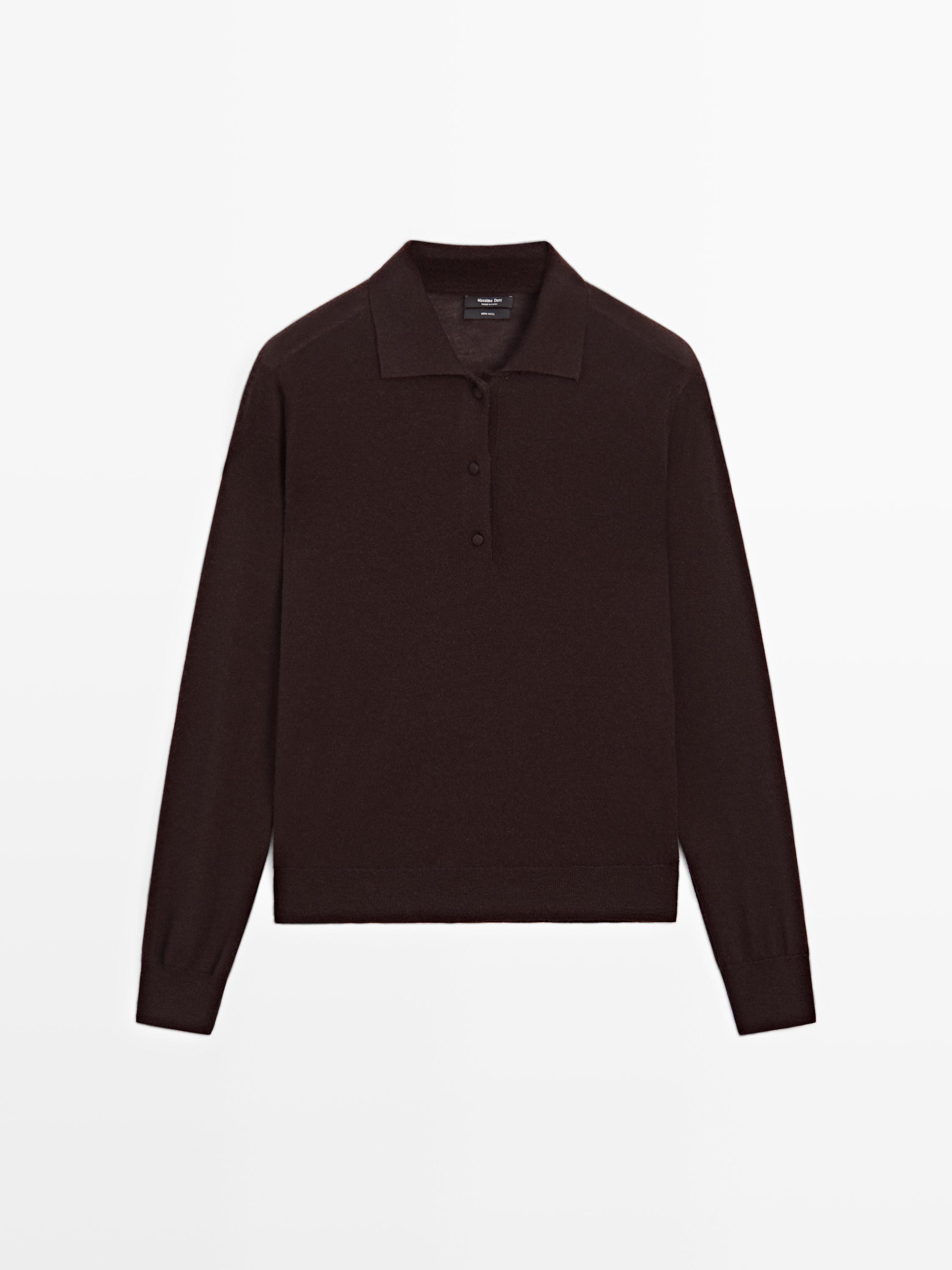 100% wool knit polo sweater